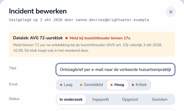 Incidentformulier met de 72-uursklok van de AVG: meld binnen 17 uur bij de toezichthouder